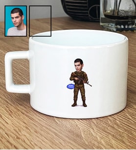 Kişiye Özel Karikatürlü Asker Lüks Fincan 30 Ağustos Zafer Bayramı Hediyesi