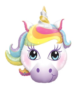 Renkli Unicorn Kafa Şekilli Folyo Balon 1 Adet