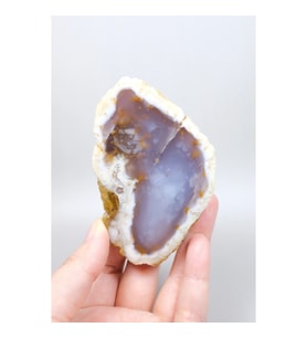 Nadir Turuncu Dendrit Merlinit Cilalanmış Yarım - Açık Mavi Dendritik Opal