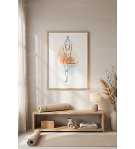 Yoga ve Meditasyon Temalı Minimalist 1. Kalite Ahşap Çerçeveli Tablo