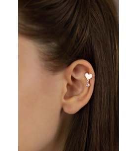 Kalp Model Tekli Kıkırdak Küpe-Rose