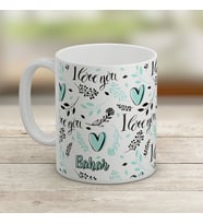 Ahşap Kutulu I Love You Desenli 2 İsim Yazılı Kupa Bardak