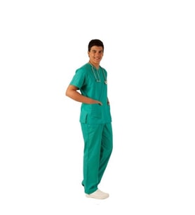Emel Tekstil Doktor Terikoton Erkek Yeşil Doktor Cerrahi Yaka Takım