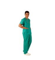 Emel Tekstil Doktor Terikoton Erkek Yeşil Doktor Cerrahi Yaka Takım