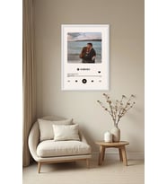 Kişiye Özel Spotify Temalı Tablo, Fotoğraf + Şarkı ile Lamine Çerçeveli Fotoğraf Baskılı Anı Tablosu (Beyaz)
