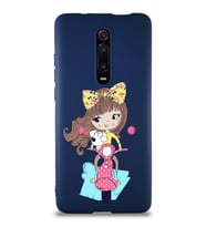 Xiaomi Mi 9T Pro Soft Premier Kapak Vespagirl Tasarımlı Silikon Kılıf - Lacivert (Şeffaf)