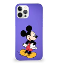 Apple iPhone 12 Pro Max Soft Premier Kapak Mickey Mouse-D Tasarımlı Silikon Kılıf - Mor (Şeffaf)