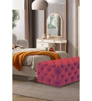 Most Hallow Kapitoneli Bench Kadife Kumaş (Evinize Teslim) (Camel Bordo)