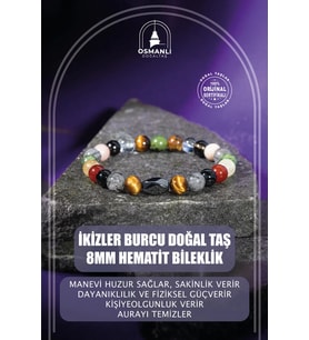 İkizler Burcu Bileklik Güneş Taşı, Kaplan Gözü, Kırmızı Akik, Kristal Kuvars, Rutilli Kuvars, Sitrin