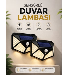 Solar Sensörlü Duvar Lambası Bahçe Lambaso Parlak Beyaz Işık Suya Dayanıklı