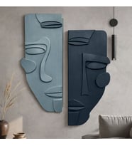 Modern Soyut İkili Maske Ahşap Duvar Dekoru El Yapımı 3D Salon, Ofis & Kafe