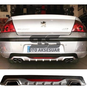 Peugeot 407 Difüzör Arka Tampon Eki 2 Egzoz Çıkışlı Gri Reflektörlü