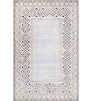 Eliana Home Baskılı, Yıkanabilir Kaymaz Taban Salon Halısı LNA0723 100x150 cm (Krem)
