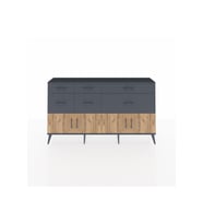 Arges Konsol Tek Raflı 6 Çekmeceli 4 Kapaklı 176x30x99 Antrasit-Çam/Antrasit