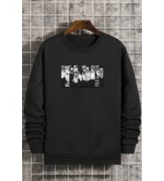 Unisex Naruto Bisiklet Yaka Sweatshirt (Siyah)