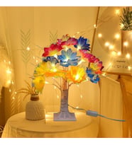 Led Işıklı Çiçek Masa Lambası, Renkli, 35x35