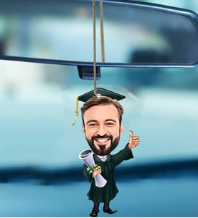 Kişiye Özel Mezun Tasarımlı Karikatür Araba Dikiz Ayna Süsü 196