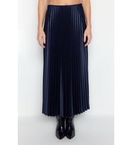 Moda Regular Düz Desen Günlük Maxi Boy Piliseli Maxi Esnek Örme Etek