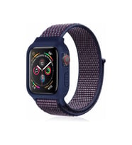 Watch 38Mm Hasırlı Cırtcırtlı Kasalı Kordon - Lacivert-Mürdüm