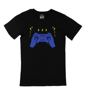 Mavi Joystick Siyah Tişört
