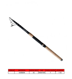 FUKİDO  7-35 GRAM ATARLI 2.70  METRE TAM KARBON TELESKOPİK KAMIŞ
