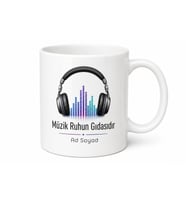 Kulaklık ve Ekolayzer Çizimli Ritimle Yaşayan Müzik Aşığı Kupa Bardak Hediye