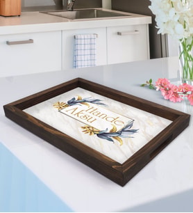 BK Gift Kişiye Özel Seni Seviyorum Anne Tasarımlı Doğal Ahşap Tepsi-1