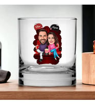Kişiye Özel Sinema Sever Çiftler Karikatürlü Viski Bardağı