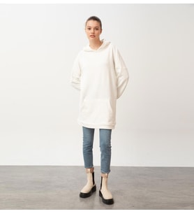 Nors Frig Kapüşonlu Tunik Sweatshirt Ekru