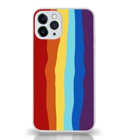 PrintiFy Apple iPhone 11 Pro Max Kamera Korumalı Renkli  Gökkuşağı Desenli Cam Kapak Beyaz