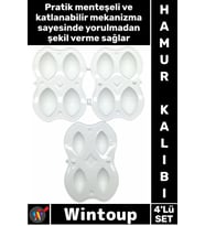 #Kalıp Pratik Menteşeli Mutfak Gereçleri Kaliteli Gıda Uyumlu Plastik İçli Köfte Yapma Kalıbı 4'lü