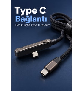 Lexroo Type C Şarj Kablosu Katlanabilir Telefon Standlı Örgü Tasarım
