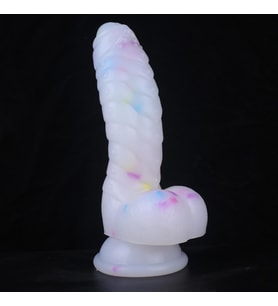 MYST COLOR Dildo Renkli Benekli Tırtıklı Ultra Yumuşak Şeffaf Realistik Yapay Penis