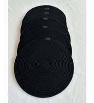 Yuvarlak Amerikan Servis Sofra Altlığı, Masa Dekoru Supla  33cm 4lü (Siyah)