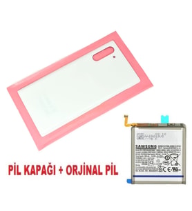 Tkgz Samsung Galaxy NOTE 10 Arka Pil Batarya Kapağı + PİL (CAM) BEYAZ