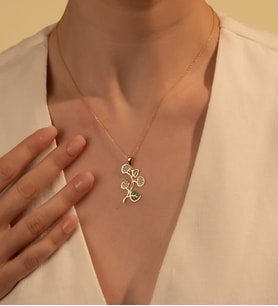 Zarif Yaprak Tasarımlı Gümüş Kolye (Rose - Gümüş)