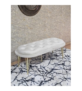 Ufo Oturak Bench - Gold Kaplama Telli Ayak - Oturak - Bench - Puf - Yatak Ucu Pufu Krem Renk 100 x 50 Boyut/Ebat (Çok Renkli)