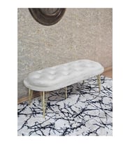 Ufo Oturak Bench - Gold Kaplama Telli Ayak - Oturak - Bench - Puf - Yatak Ucu Pufu Krem Renk 100 x 50 Boyut/Ebat (Çok Renkli)