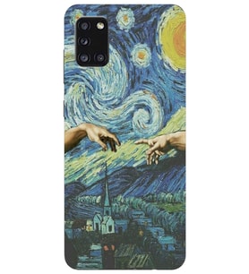 Samsung Galaxy A31 Uyumlu Sanatsal Vintage Desenli Şeffaf Telefon Kılıfı