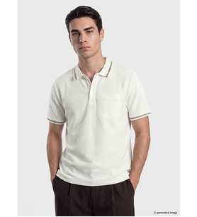 LCWAIKIKI Classic Beyaz Polo Yaka Dokulu Erkek Tişört
