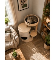 Zen Modern Kedi Evi – Tırmalama Direkli Konforlu Kedi Yuvası