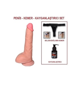 24,5 cm Belden Bağlamalı Realistik Dildo Penis Set