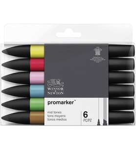 Winsor Newton Promarker 6'lı Mid Tones
