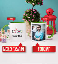 Eczacıya Hediye Eczacı Kupa Bardak Yeşil Fotoğraflı
