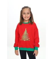 Toontoy Kız Çocuk Baskılı Sweatshirt (Kırmızı)