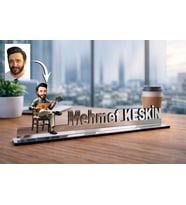 Kişiye Özel Müzik Öğretmeni Karikatürlü 30 cm Ayna Pleksi Masaüstü İsimlik - Öğretmen Hediyesi Öğretmene Özel Hediye