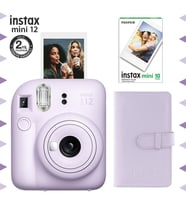 Instax mini 12 Lila Fotoğraf Makinesi-10'lu Film ve Laporta Albüm Seti