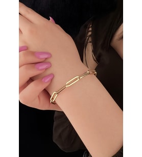 14 Ayar Altın Kalın Ataç Bileklik 5 mm (Sarı)