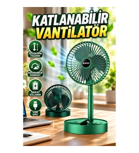 Katlanabilir Teleskopik Şarjlı Masaüstü Soğutucu Vantilatör USB Şarjlı Taşınabilir Fan