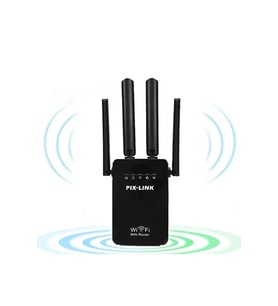 4 Antenli Wi-Fi Sinyal Güçlendirici Geniş Kapsama Alanı (Siyah)